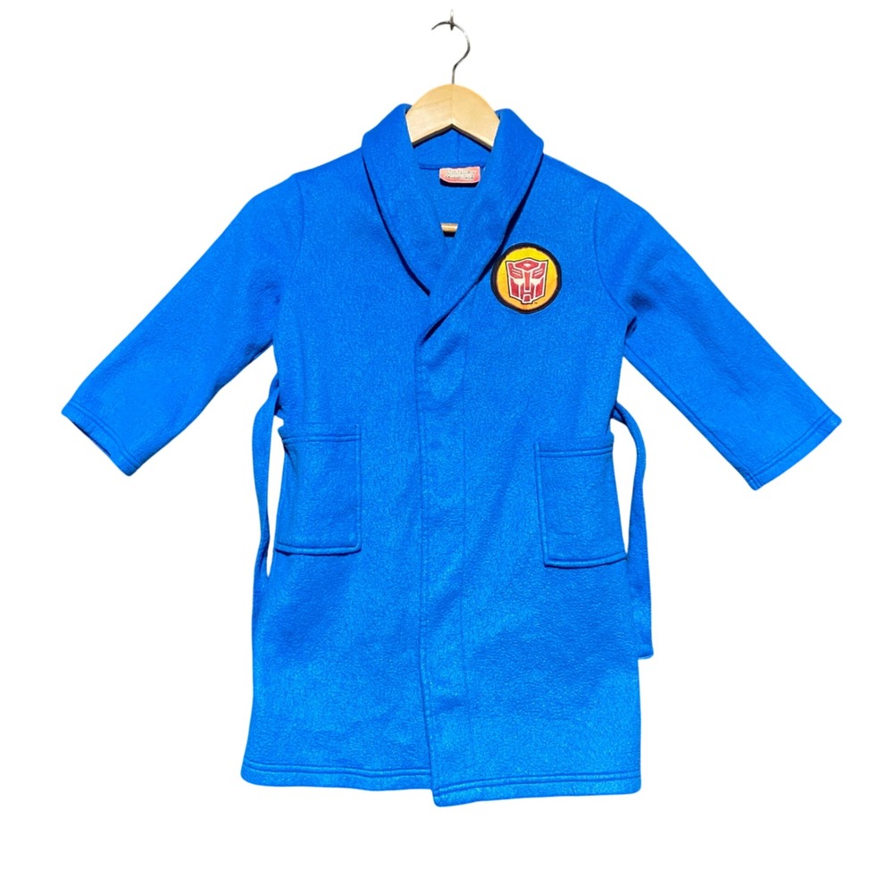 Transformers Autobot Logo Kids Toddler‎ Blue Fleece Robe Size 5T Tie Waist Comfy